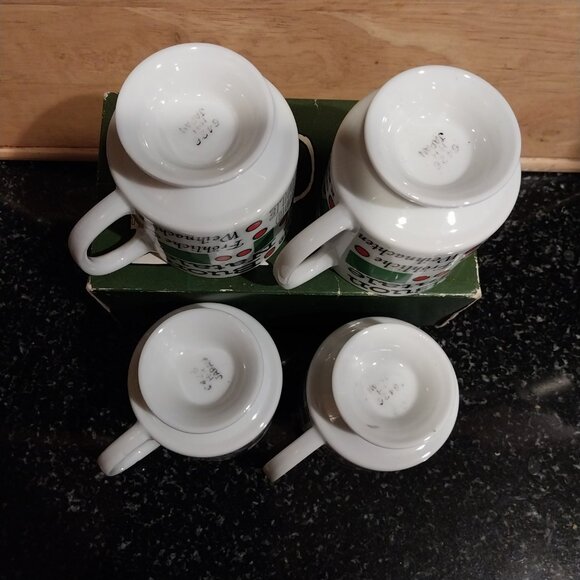 BA/2nd Ch Vtg 60s Holt Howard Round The World Christmas Ceramic Mugs Set of 4 - Picture 5 of 5